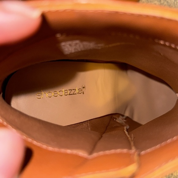 Shoe Dazzle - Cognac Leather Ankle Boots - Size 12 - Picture 4 of 4